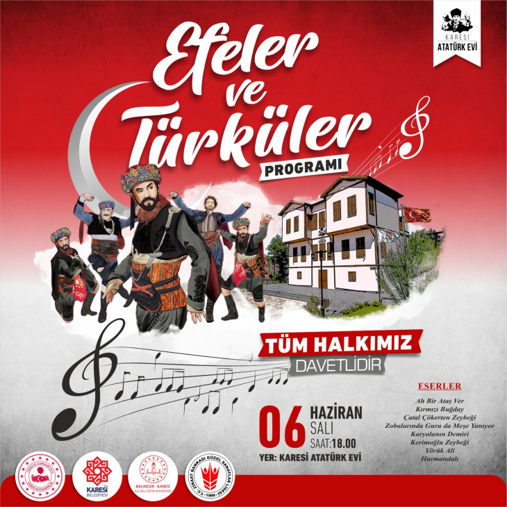 Karesi Atatürk Evi'nde 'Efeler Ve Türküler' Programı